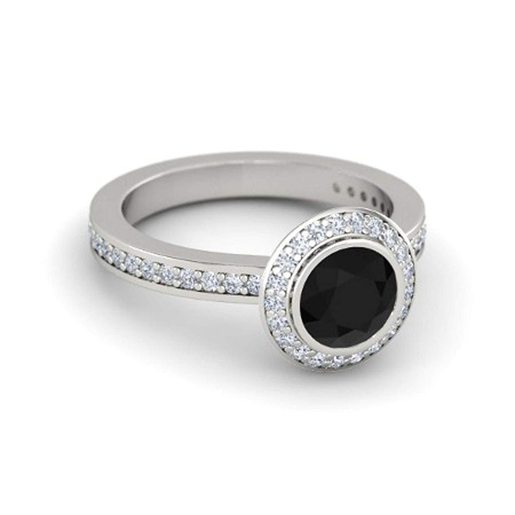 White Gold Plated on 925 Sterling Round Black and White CZ  Princess Ring For Women MOTHER'S DAY SPECIAL OFFER - atjewels.in