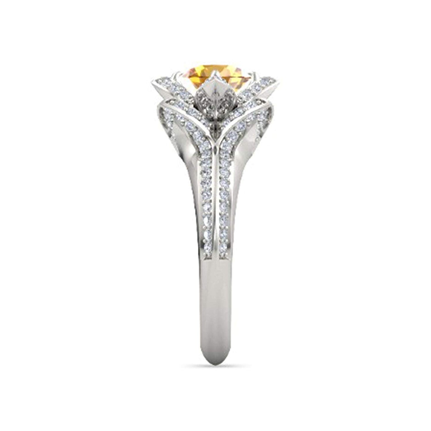 atjewels 925 Sterling Silver Round Cut Multi-Color Gemstone With White Czubic Zircon Lotus Ring For Women's MOTHER'S DAY SPECIAL OFFER - atjewels.in