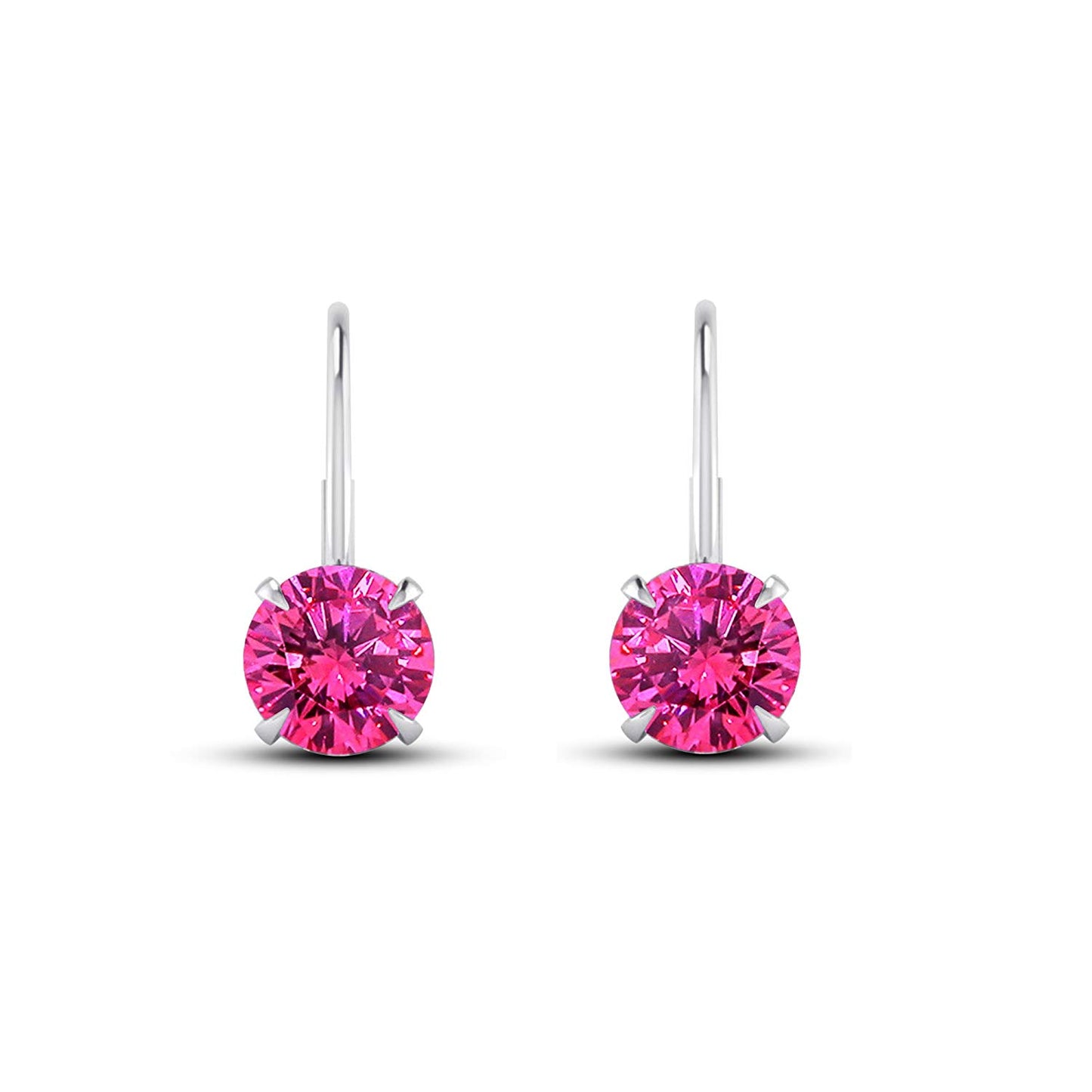 Women's Special atjewels White Gold Plated 925 Sterling Silver Round Cut Pink Sapphire Dangle Earrings MOTHER'S DAY SPECIAL OFFER - atjewels.in