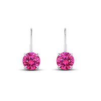 Women's Special atjewels White Gold Plated 925 Sterling Silver Round Cut Pink Sapphire Dangle Earrings MOTHER'S DAY SPECIAL OFFER - atjewels.in