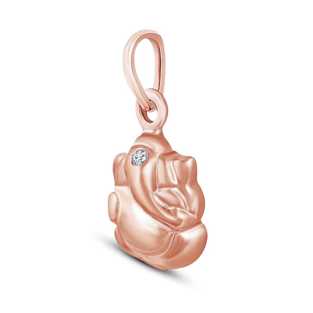 atjewels Ganesh Pendant In 14K Rose Gold Over 925 Silver Round White Diamond For Women's MOTHER'S DAY SPECIAL OFFER - atjewels.in
