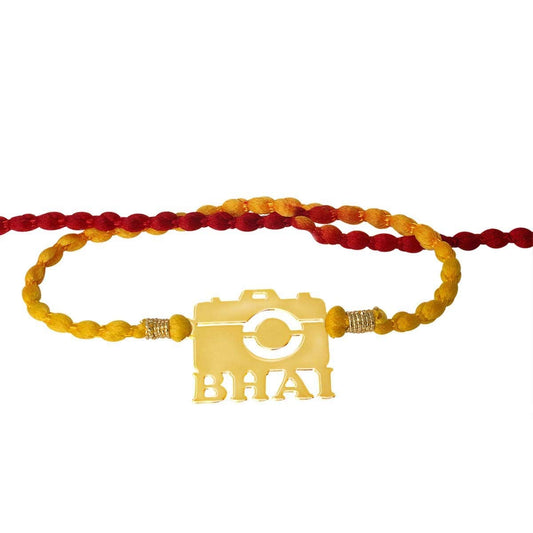 atjewels 14K Yellow Gold Over .925 Sterling Silver Camera Wala Bhai Rakhi MOTHER'S DAY SPECIAL OFFER - atjewels.in