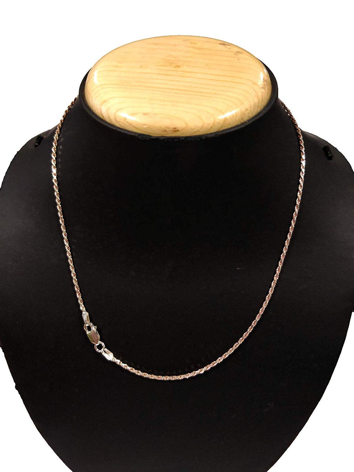 ATJewels Solid 14k Two Tone Gold Over 925 Sterling Silver Rope Chain 16" Strand Unisex Necklace - atjewels.in