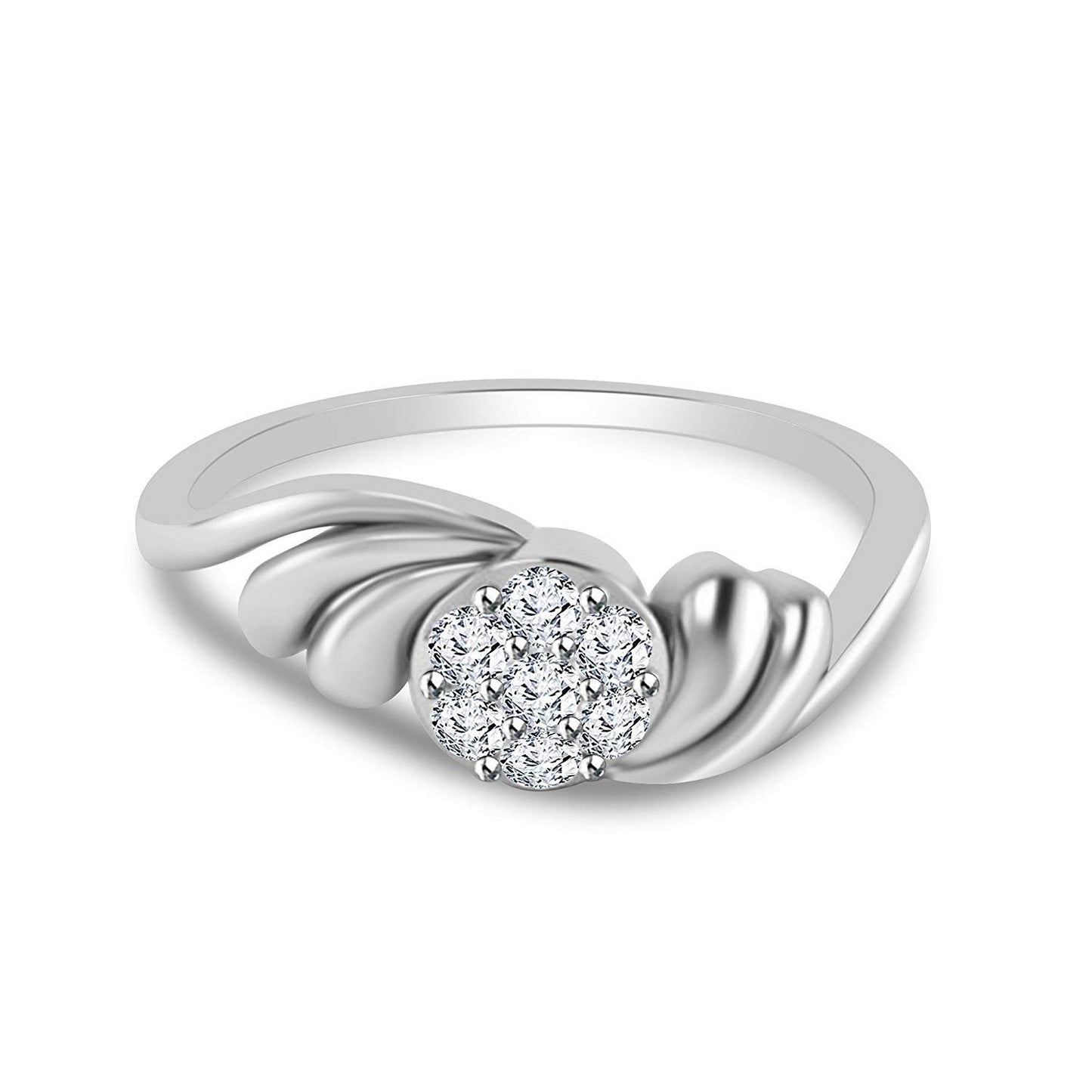 atjewels Round Cut White CZ .925 Sterling Silver Bypass Ring For Women's and Girl's - atjewels.in