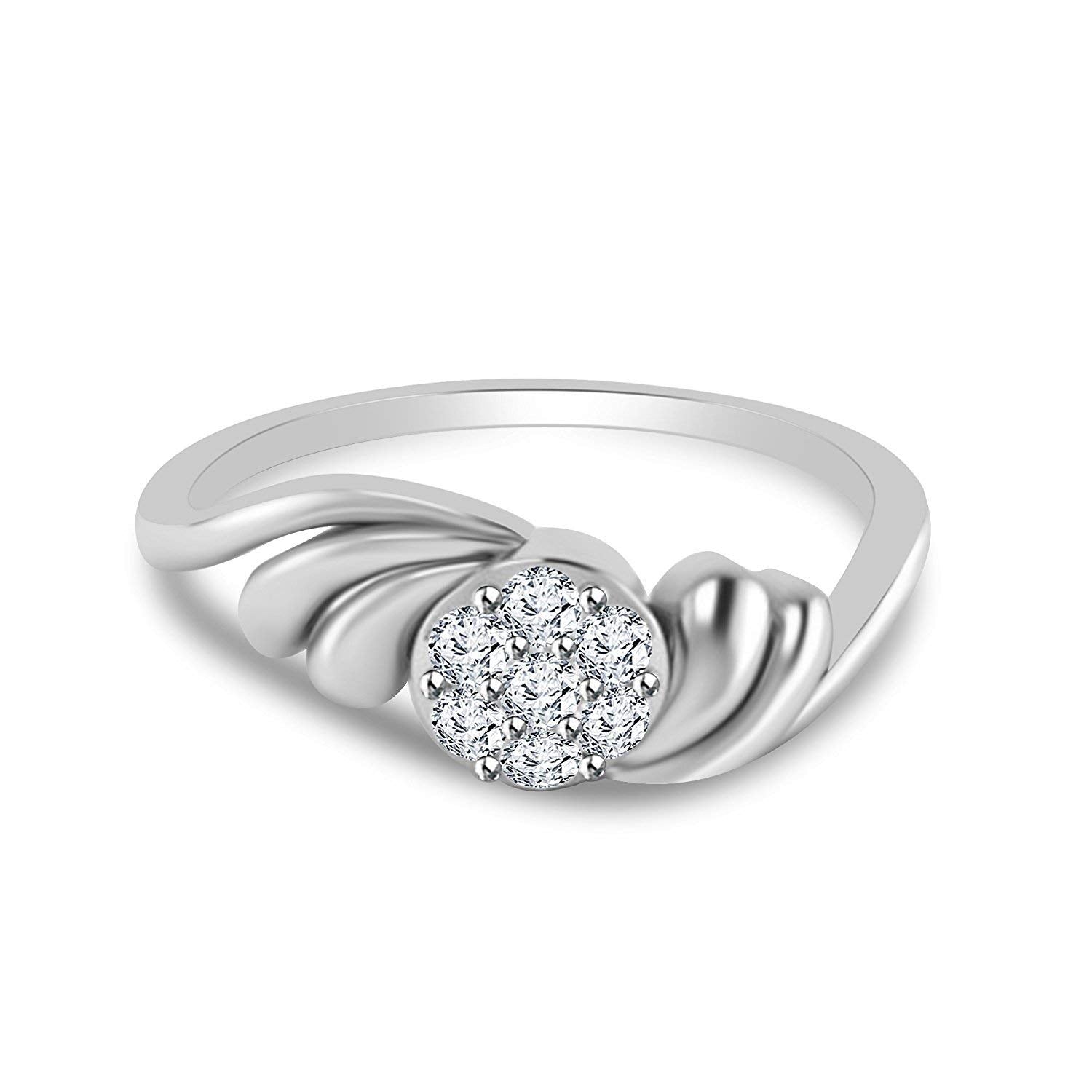 atjewels Round Cut White CZ .925 Sterling Silver Bypass Ring For Women's and Girl's - atjewels.in