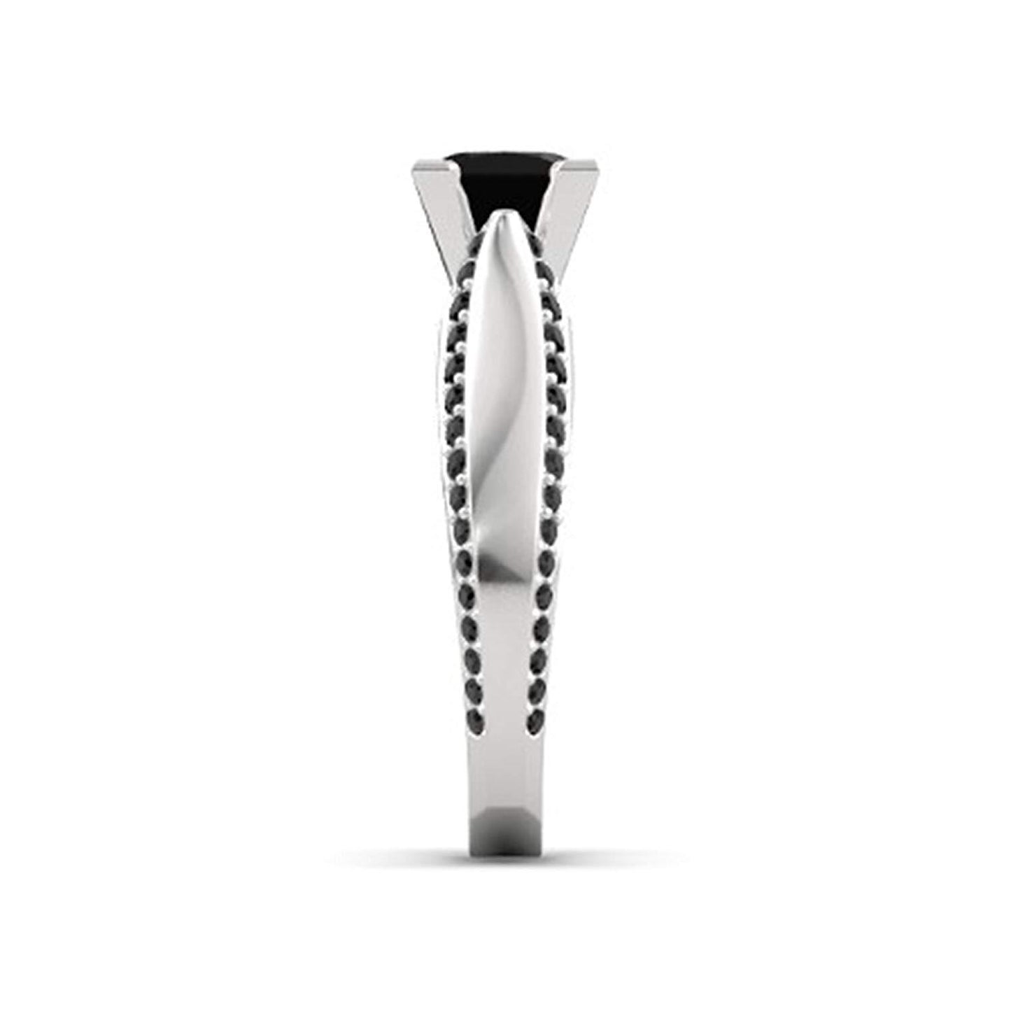 atjewels Solid 925 Sterling Silver Black CZ  Princess J Engagement Ring MOTHER'S DAY SPECIAL OFFER - atjewels.in