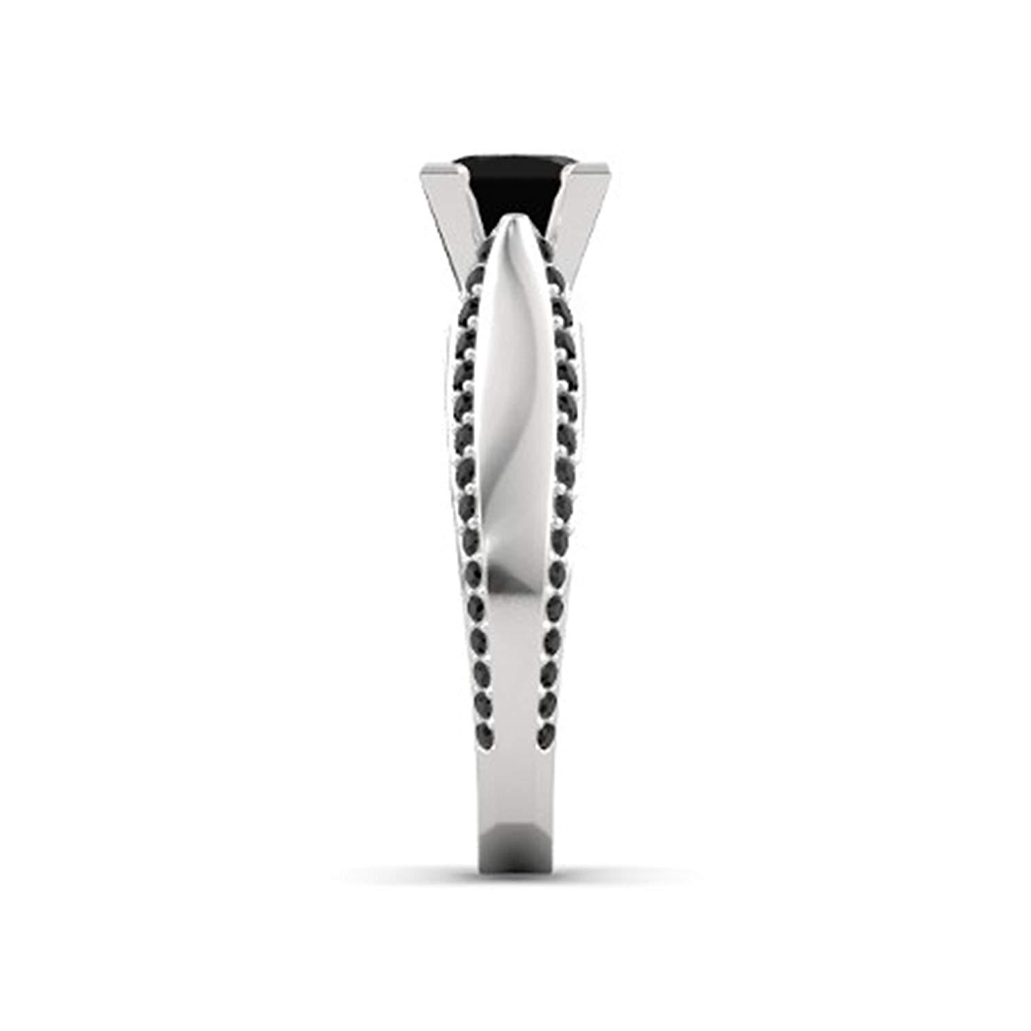 atjewels Solid 925 Sterling Silver Black CZ  Princess J Engagement Ring MOTHER'S DAY SPECIAL OFFER - atjewels.in
