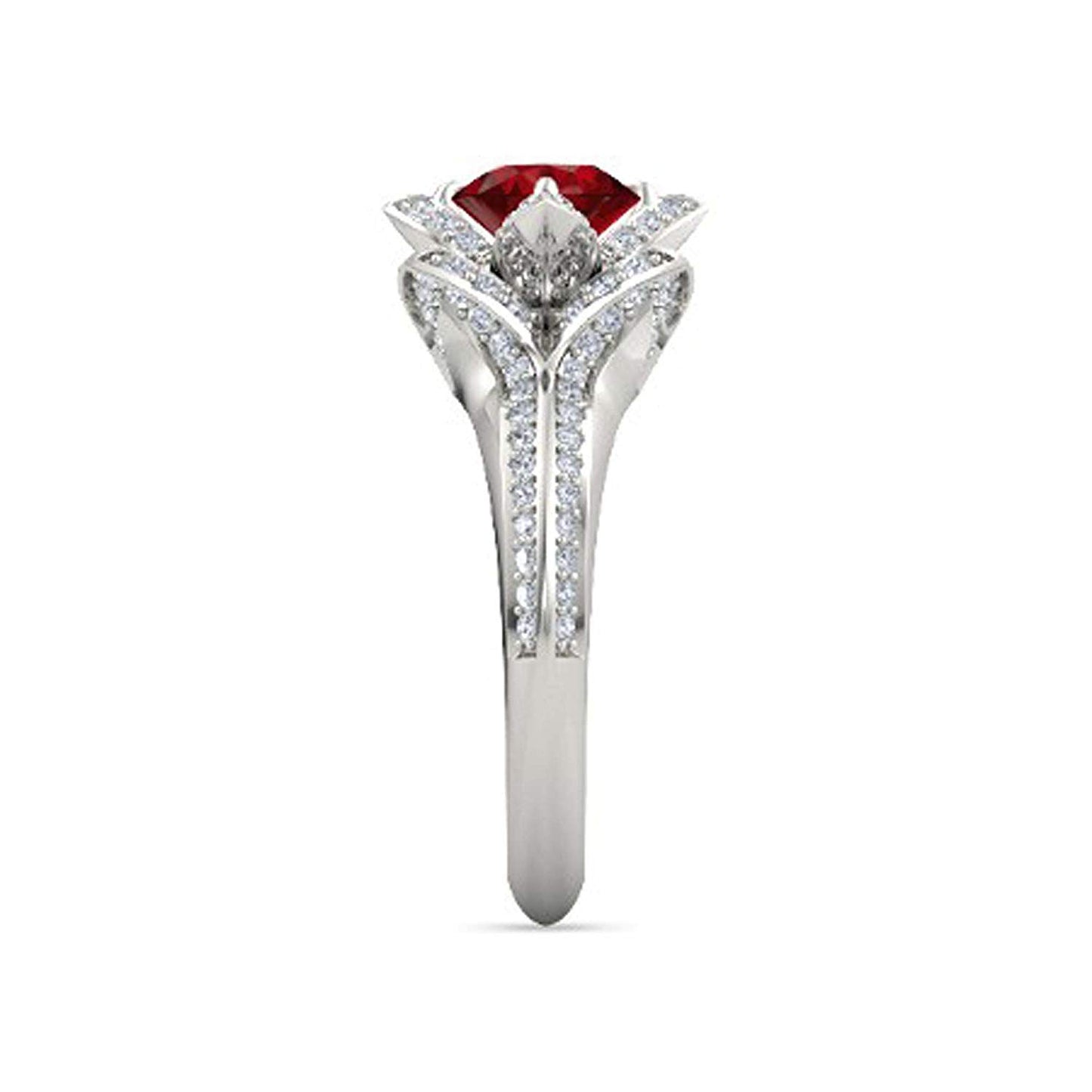 atjewels 925 Sterling Silver Round Cut Multi-Color Gemstone With White Czubic Zircon Lotus Ring For Women's MOTHER'S DAY SPECIAL OFFER - atjewels.in