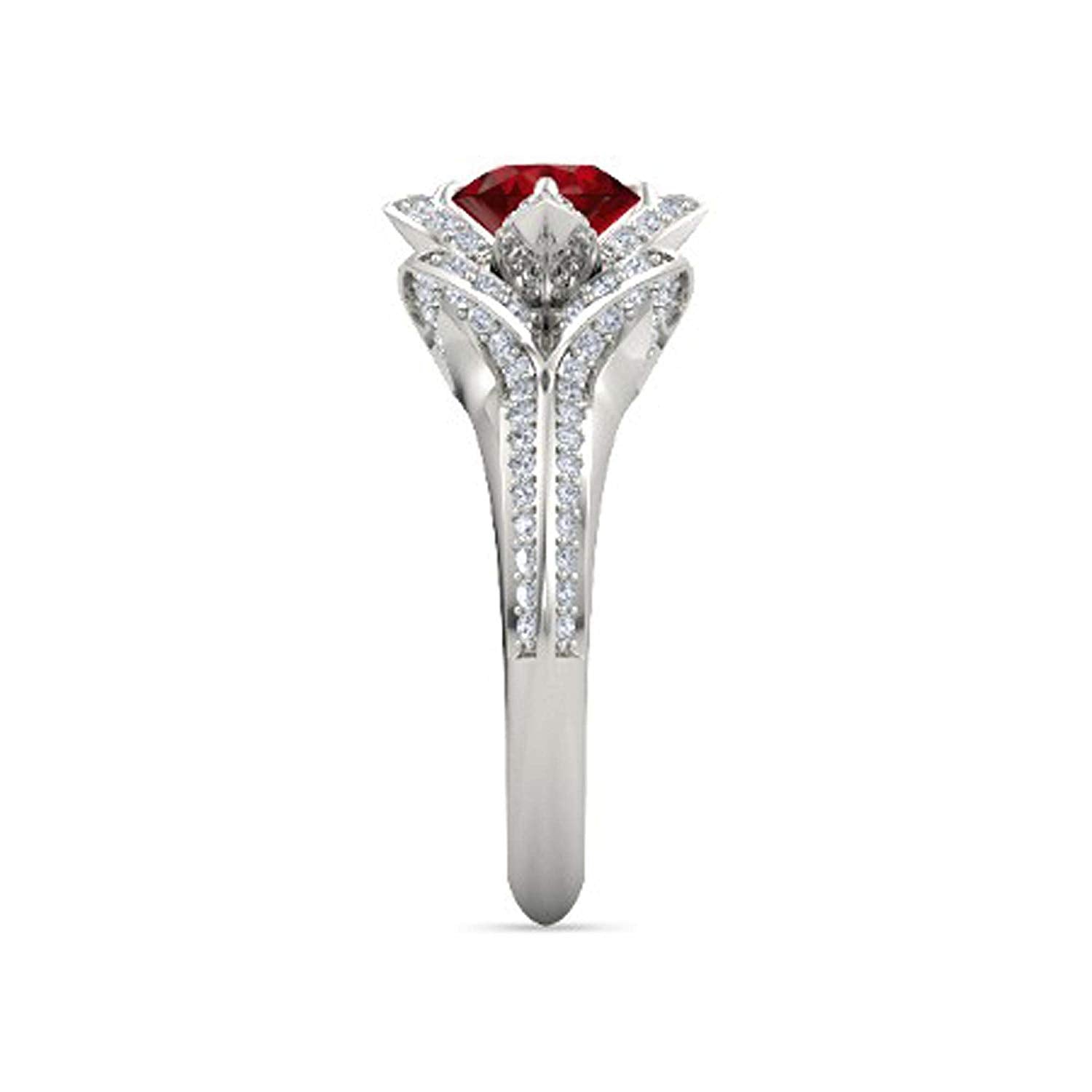 atjewels 925 Sterling Silver Round Cut Multi-Color Gemstone With White Czubic Zircon Lotus Ring For Women's MOTHER'S DAY SPECIAL OFFER - atjewels.in