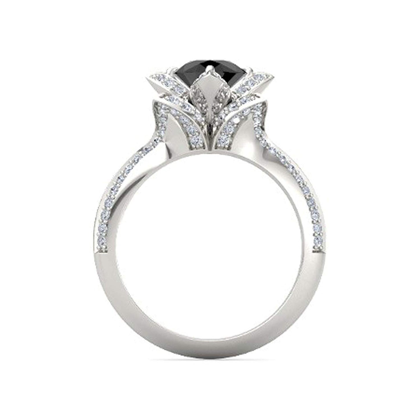 atjewels 925 Sterling Silver Round Cut Multi-Color Gemstone With White Czubic Zircon Lotus Ring For Women's MOTHER'S DAY SPECIAL OFFER - atjewels.in