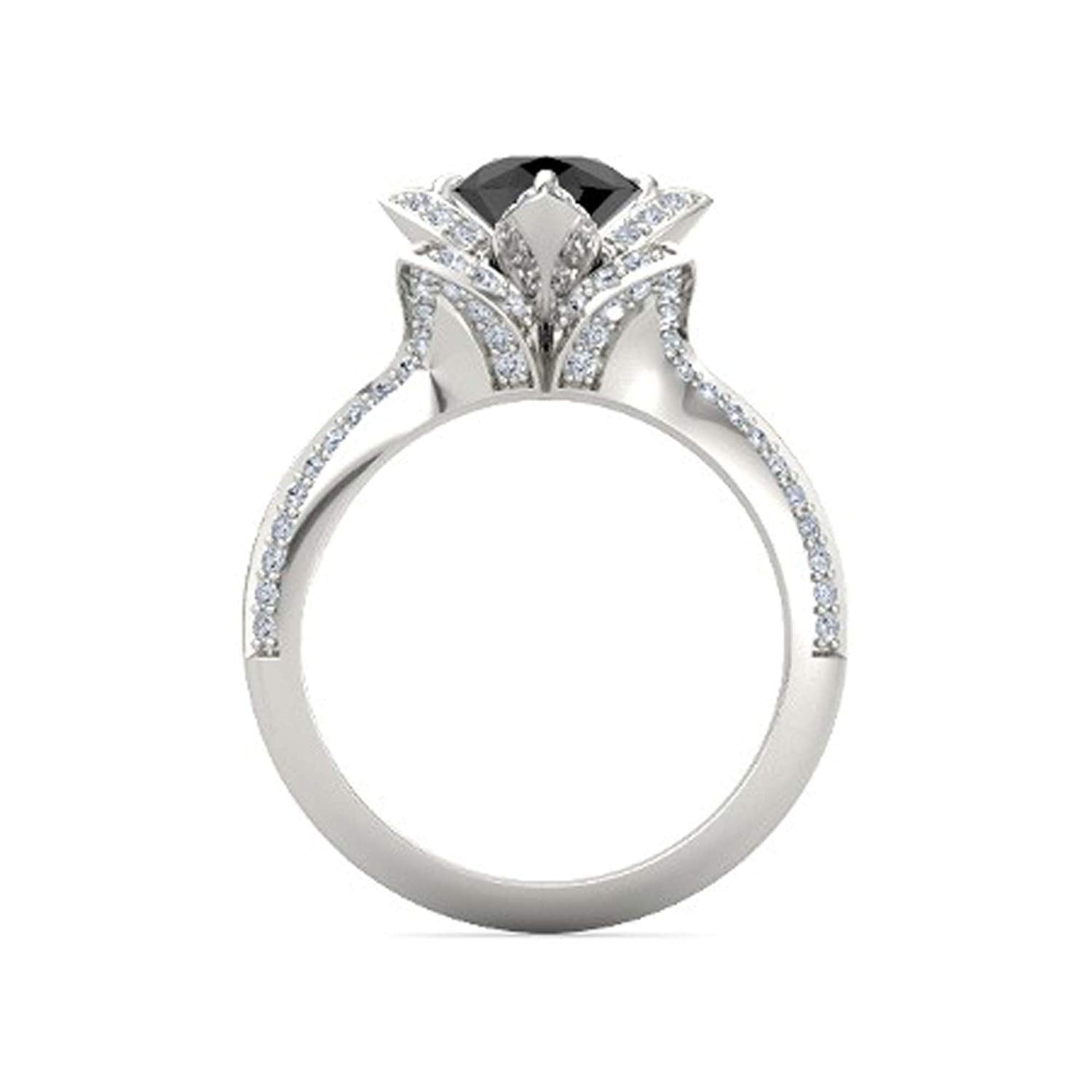 atjewels 925 Sterling Silver Round Cut Multi-Color Gemstone With White Czubic Zircon Lotus Ring For Women's MOTHER'S DAY SPECIAL OFFER - atjewels.in