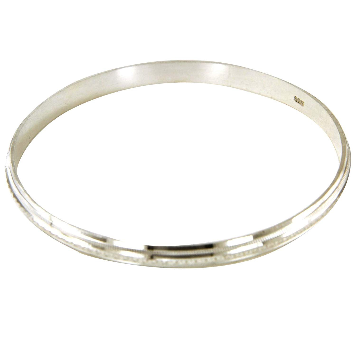 atjewels .925 Sterling Silver 8"L Bangle Bracelet For Men's And Boys For MOTHER'S DAY SPECIAL OFFER - atjewels.in