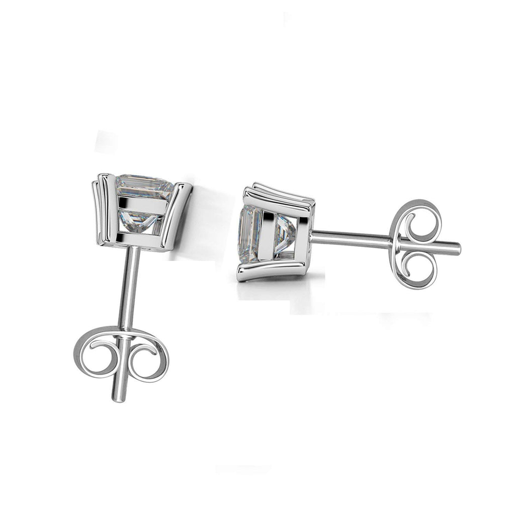 atjewels 18K White Gold Over .925 Sterling Silver Princess Cut White CZ Stylish Wedding Stud Earrings MOTHER'S DAY SPECIAL OFFER - atjewels.in