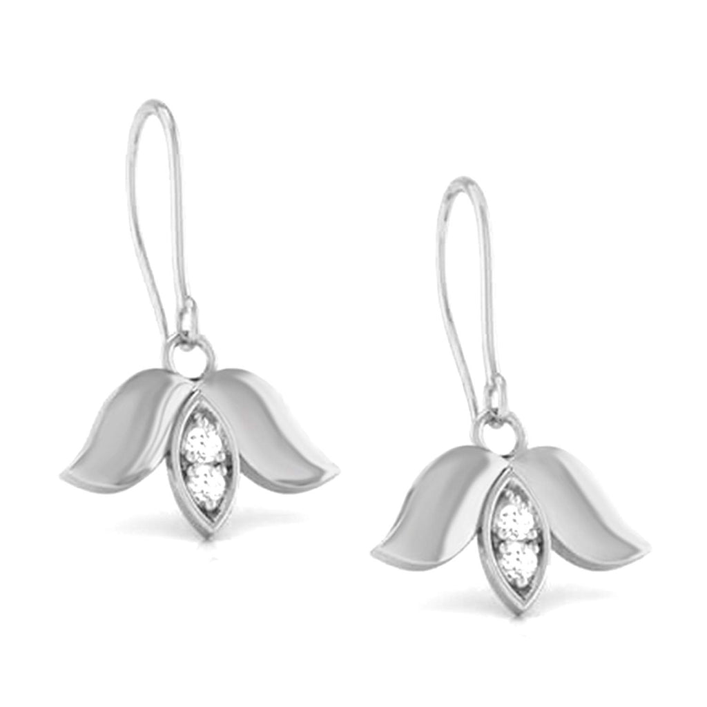 atjewels Round White Zirconia in 925 Sterling Silver Lakshmi Lotus Hook Earrings MOTHER'S DAY SPECIAL OFFER - atjewels.in