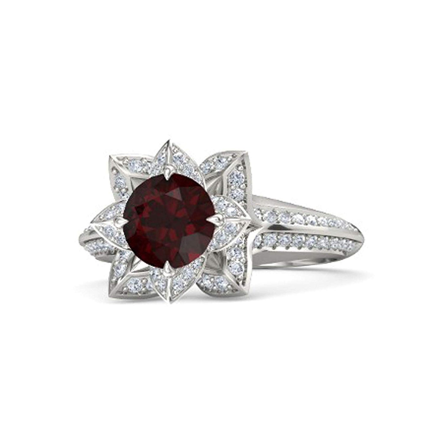 atjewels 925 Sterling Silver Round Cut Multi-Color Gemstone With White Czubic Zircon Lotus Ring For Women's MOTHER'S DAY SPECIAL OFFER - atjewels.in