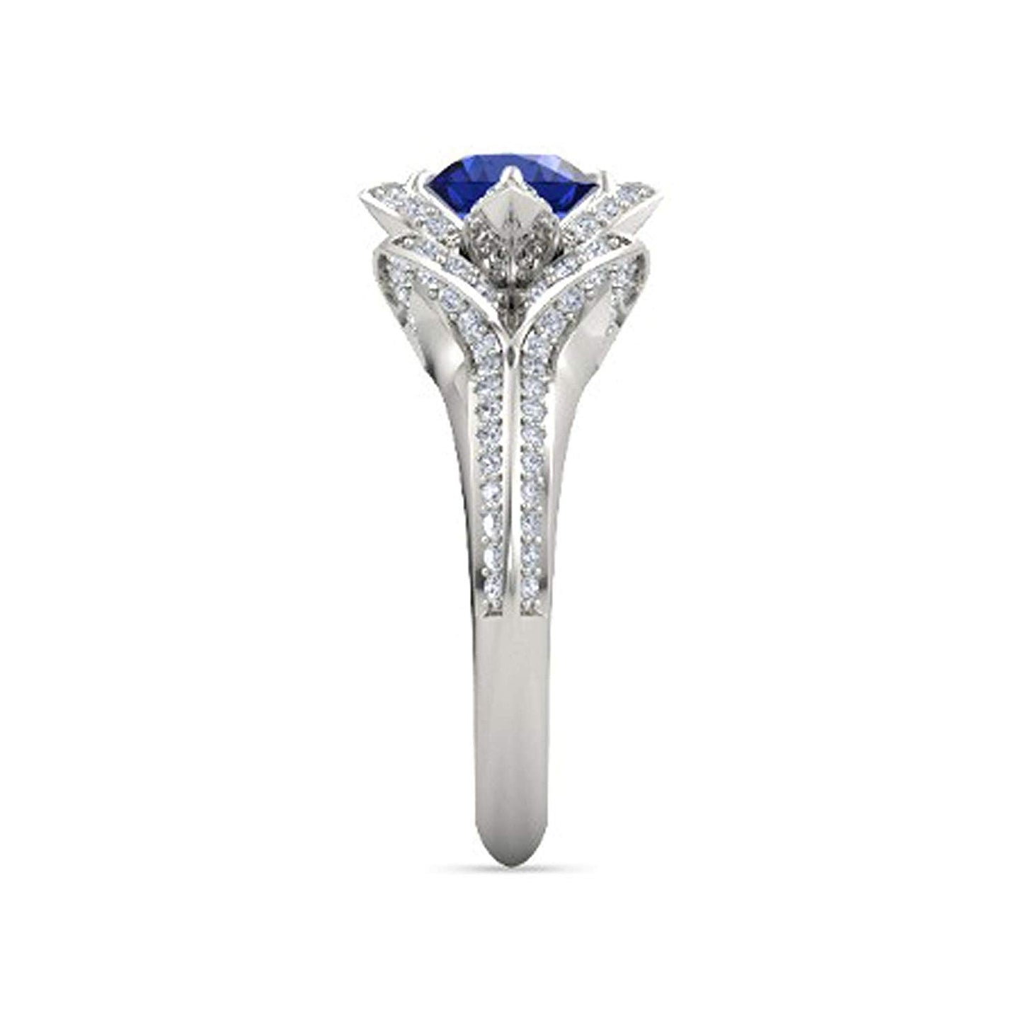 atjewels 925 Sterling Silver Round Cut Multi-Color Gemstone With White Czubic Zircon Lotus Ring For Women's MOTHER'S DAY SPECIAL OFFER - atjewels.in