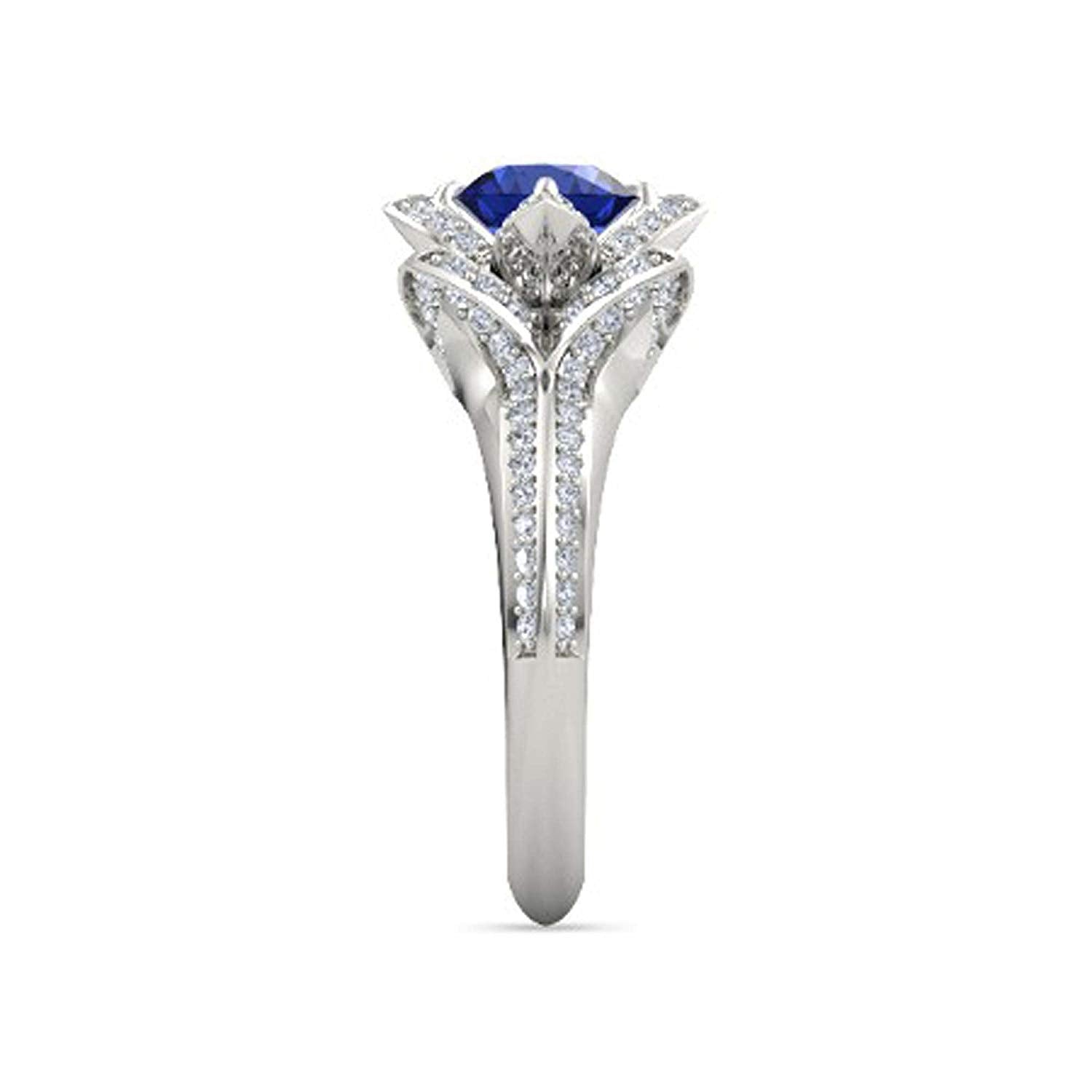 atjewels 925 Sterling Silver Round Cut Multi-Color Gemstone With White Czubic Zircon Lotus Ring For Women's MOTHER'S DAY SPECIAL OFFER - atjewels.in