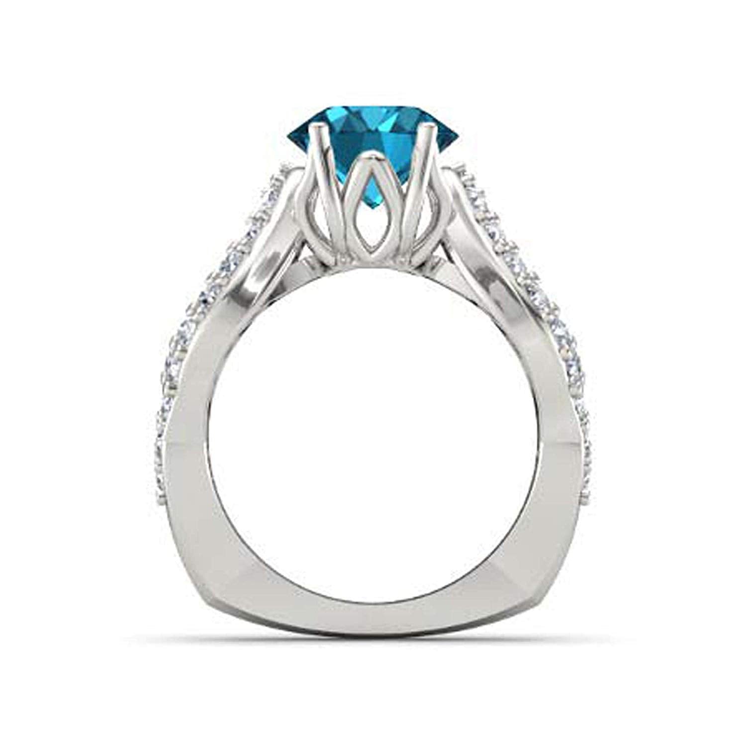 atjewels .925 Sterling Silver Oval Shape Blue Topaz Engagement/Wedding Ring Variation For Women's & Girl's - atjewels.in