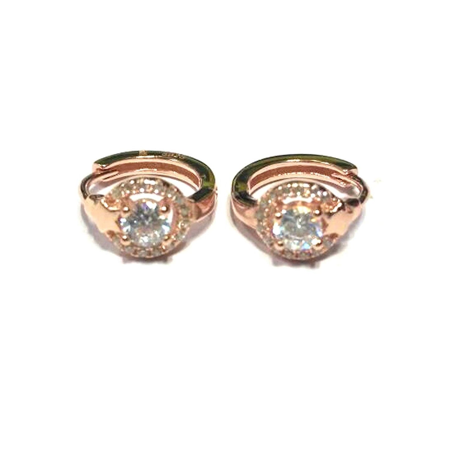 atjewels Round Cut White CZ 14k Rose Gold Over 925 Sterling Silver Hoop Earrings For Girl's and Women's For MOTHER'S DAY SPECIAL OFFER - atjewels.in