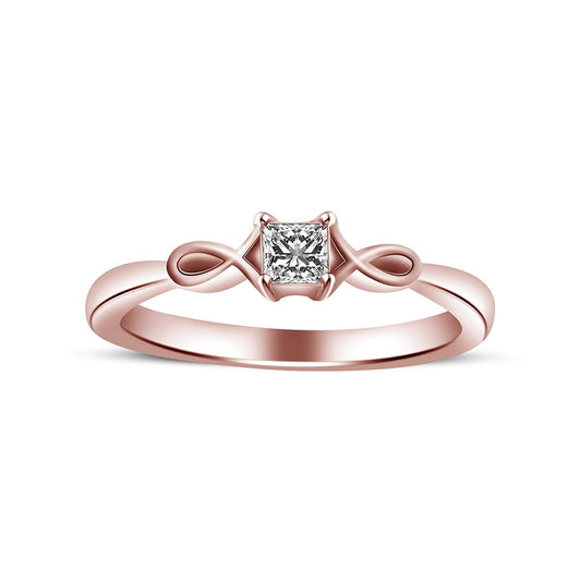 atjewels 14K Rose Gold Over Sterling White Princess CZ Solitaire Ring for Women's MOTHER'S DAY SPECIAL OFFER - atjewels.in