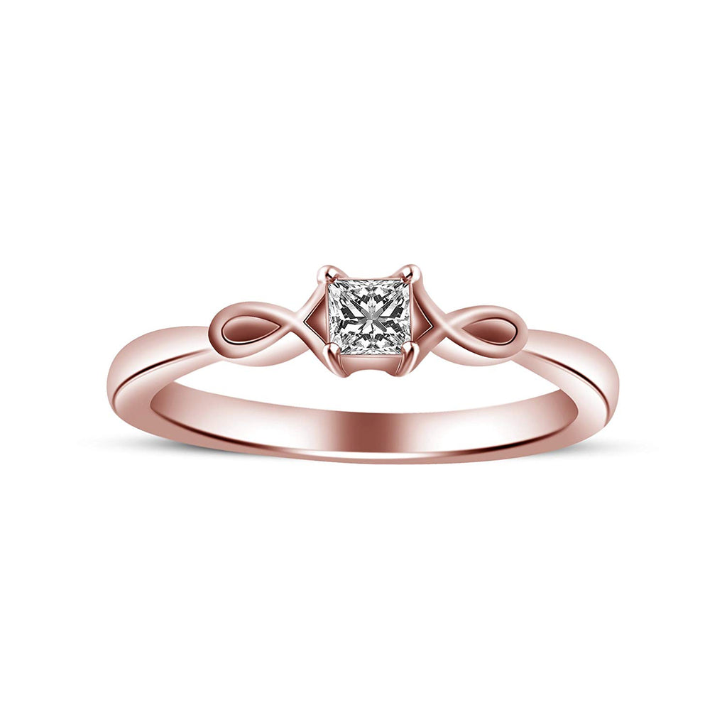 atjewels 14K Rose Gold Over Sterling White Princess CZ Solitaire Ring for Women's MOTHER'S DAY SPECIAL OFFER - atjewels.in