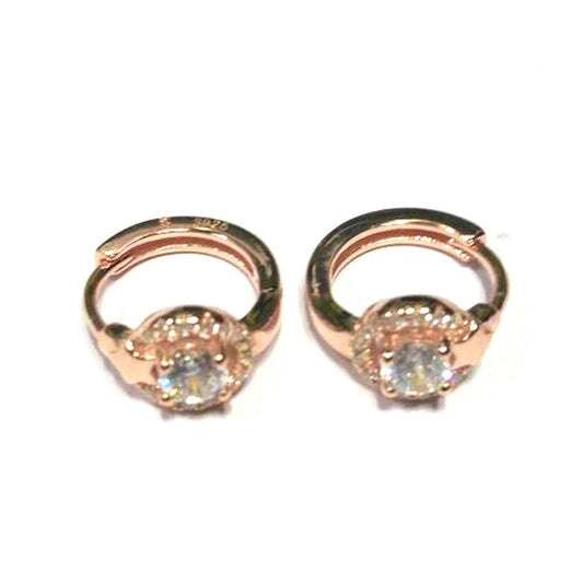 atjewels Round Cut White CZ 14k Rose Gold Over 925 Sterling Silver Hoop Earrings For Girl's and Women's For MOTHER'S DAY SPECIAL OFFER - atjewels.in