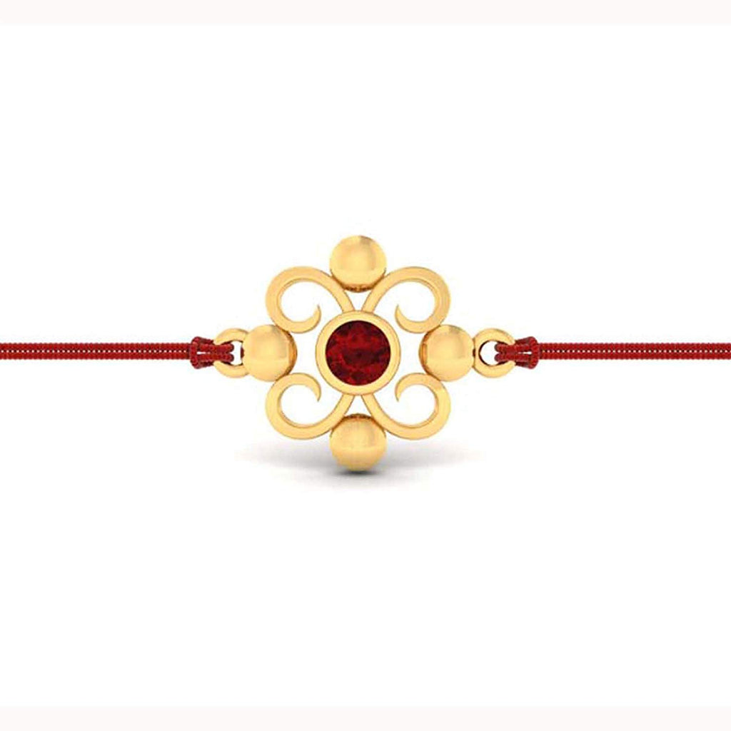 atjewels 14K Yellow Gold Over .925 Sterling Silver Round Cut Red Garnet Fancy Rakhi MOTHER'S DAY SPECIAL OFFER - atjewels.in