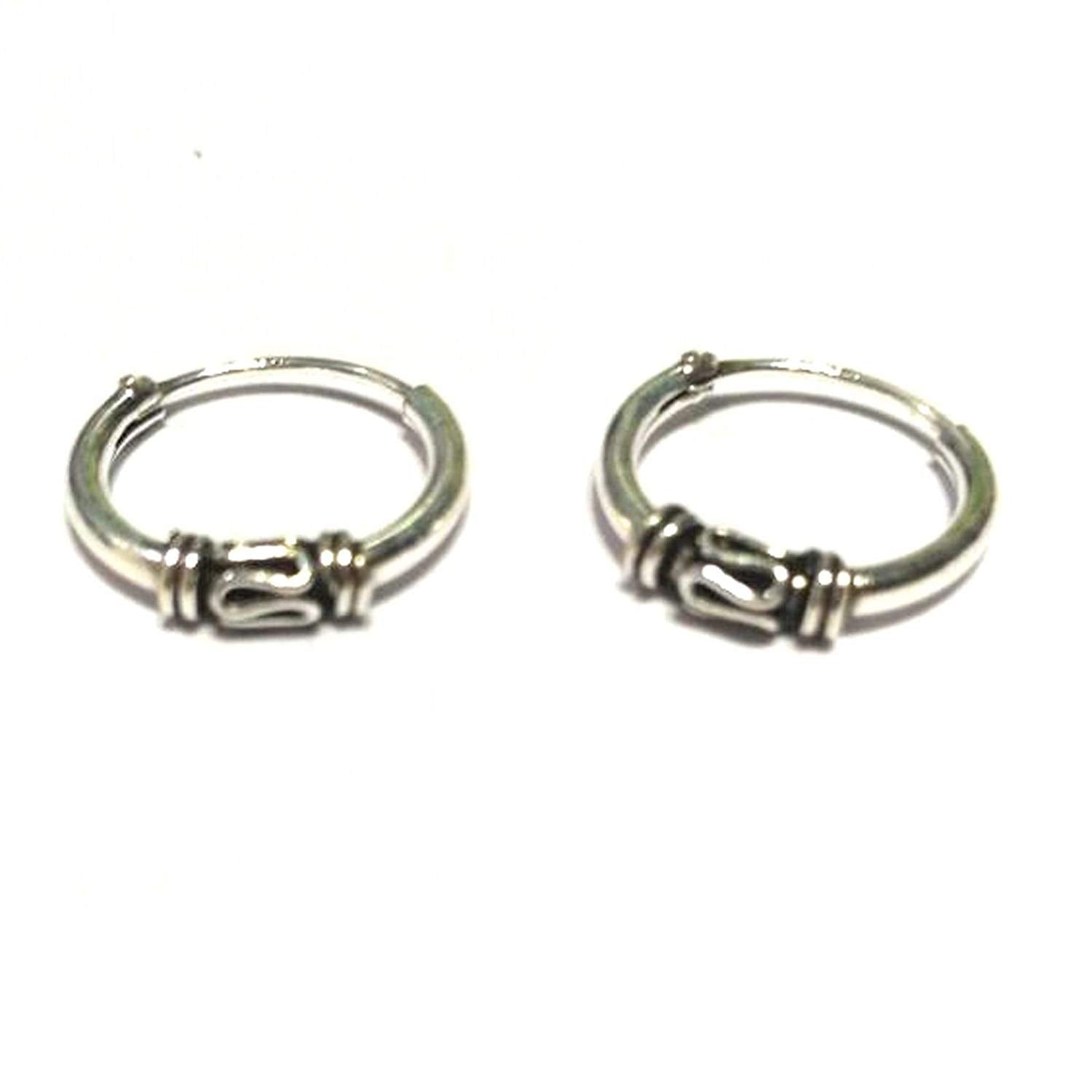 atjewels Oxidised .925 Sterling Silver Hoop Earrings For Girl's and Women's For MOTHER'S DAY SPECIAL OFFER - atjewels.in