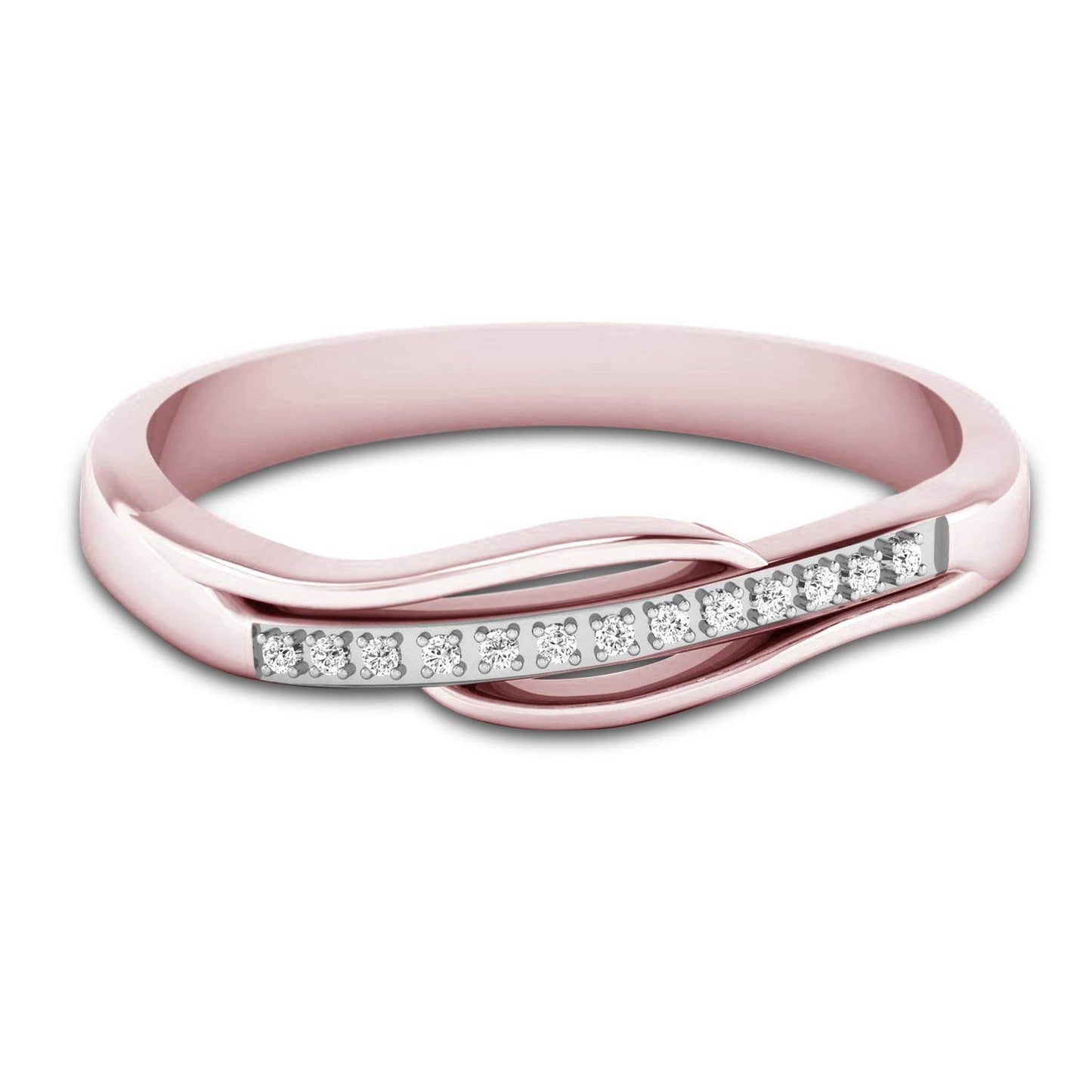 atjewels 14K Rose Gold Over Sterling Round White CZ Anniversary Band Ring Size US 6.5 MOTHER'S DAY SPECIAL OFFER - atjewels.in