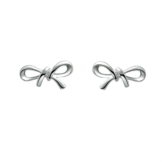 atjewels Plain Bow Stud Earrings in 14K White Gold Over 925 Sterling Silver For Women's Gift MOTHER'S DAY SPECIAL OFFER - atjewels.in
