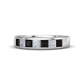 atjewels White Gold Plated 925 Sterling Silver Princess Cut Black & White CZ Engagement Wedding Band Ring MOTHER'S DAY SPECIAL OFFER - atjewels.in