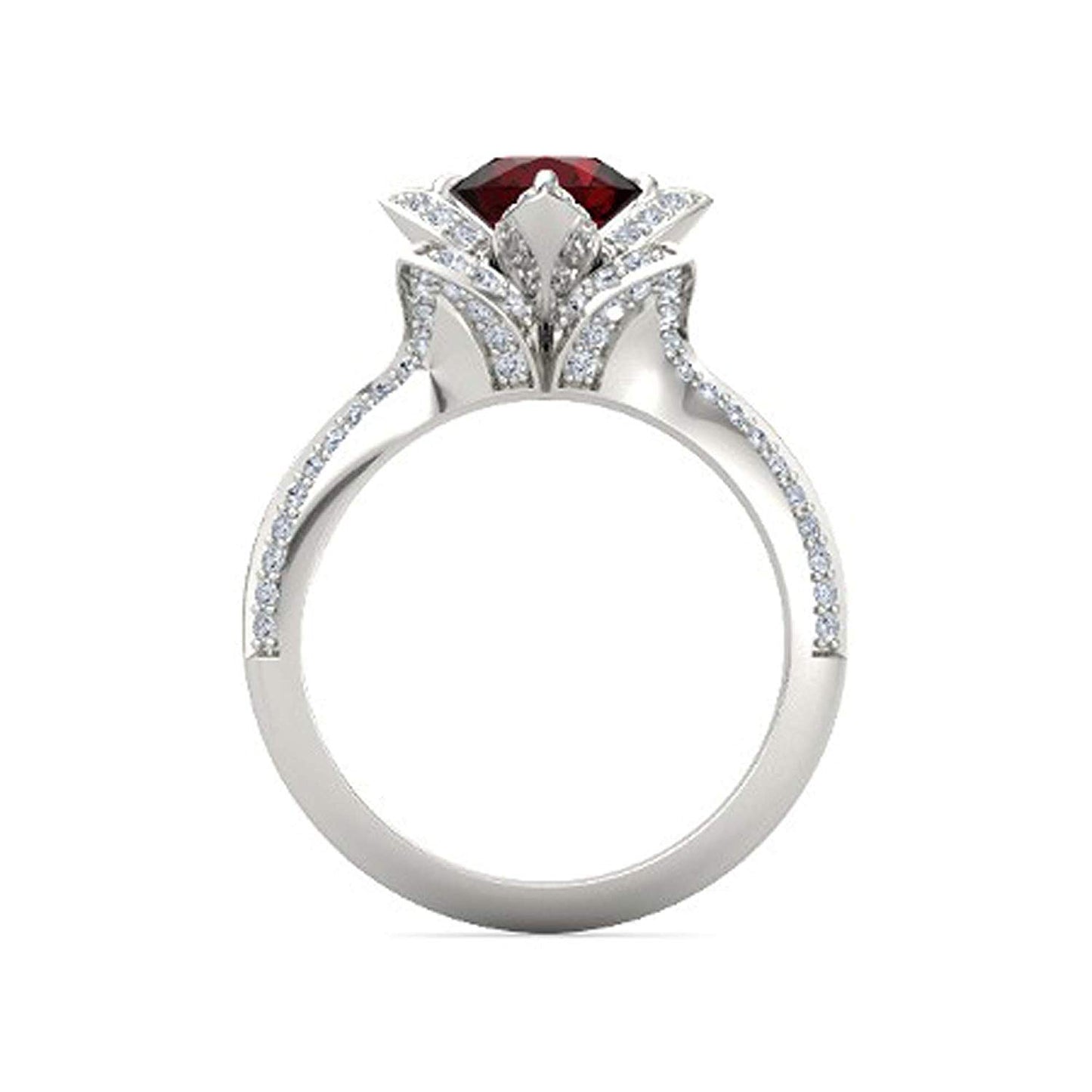 atjewels 925 Sterling Silver Round Cut Multi-Color Gemstone With White Czubic Zircon Lotus Ring For Women's MOTHER'S DAY SPECIAL OFFER - atjewels.in