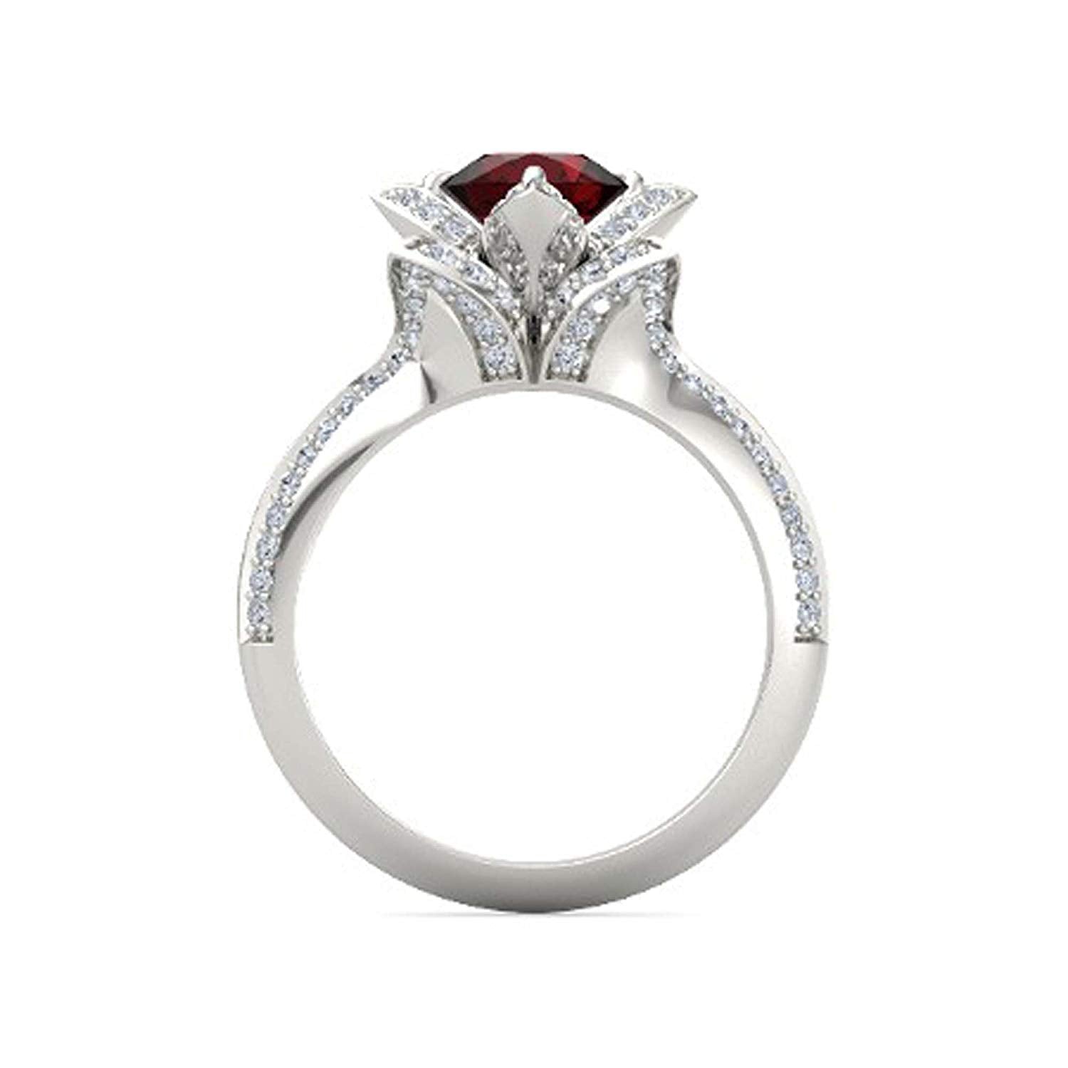 atjewels 925 Sterling Silver Round Cut Multi-Color Gemstone With White Czubic Zircon Lotus Ring For Women's MOTHER'S DAY SPECIAL OFFER - atjewels.in