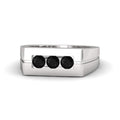 Men's White Gold Plated 925 Sterling Silver Round Cut Black CZ Three Stone Ring MOTHER'S DAY SPECIAL OFFER - atjewels.in