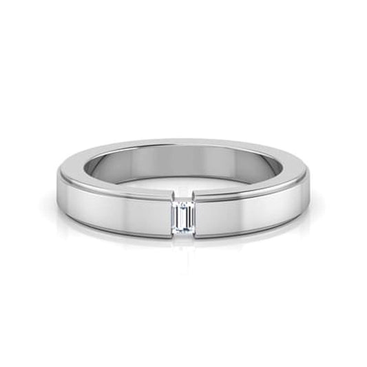 atjewels 14K White Gold Over 925 Sterling with White Baguette Zirconia Solitaire Band Ring (8) MOTHER'S DAY SPECIAL OFFER - atjewels.in
