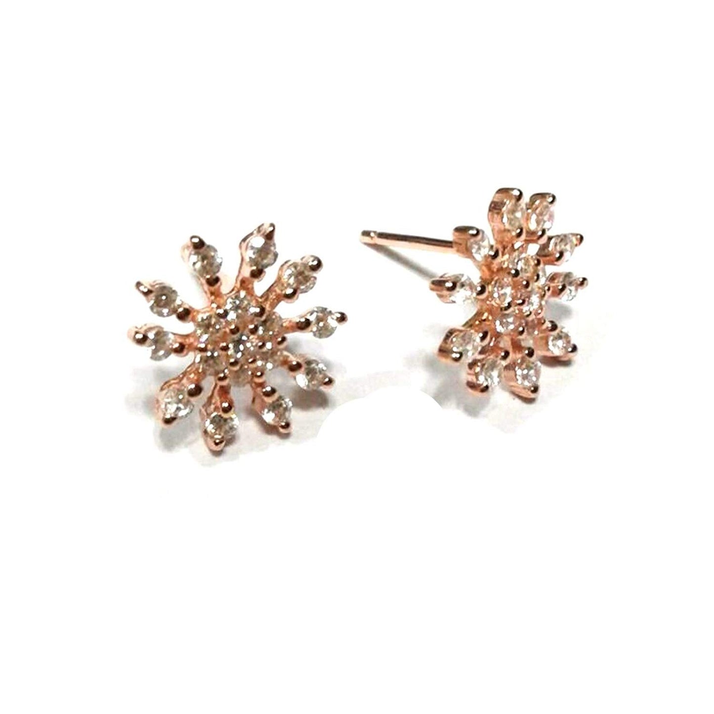 atjewels Round Cut White CZ 14k Rose Gold Over 925 Sterling Silver Crown Stud Earrings For Girl's and Women's For MOTHER'S DAY SPECIAL OFFER - atjewels.in