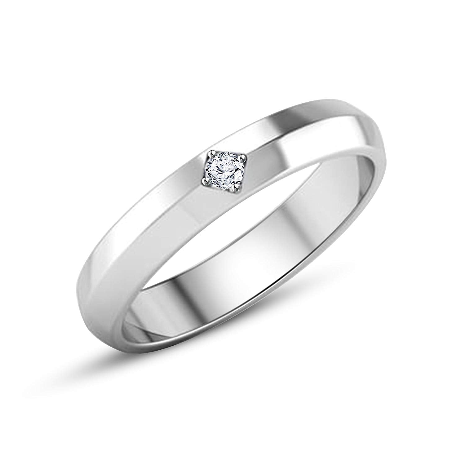 atjewels Solitaire Engagement Ring in Round White Zirconia 14K White Gold Over 925 Silver MOTHER'S DAY SPECIAL OFFER - atjewels.in