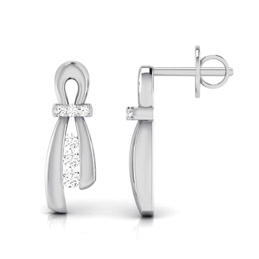 atjewels Round White CZ 925 Sterling Silver Ribbon Knot Stud Earrings For Women's MOTHER'S DAY SPECIAL OFFER - atjewels.in