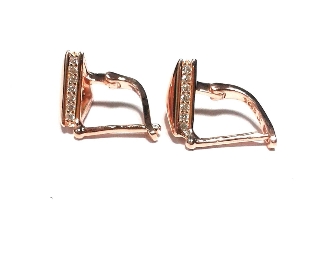 atjewels Round Cut White CZ 14k Rose Gold Over 925 Sterling Silver Triangle Hoop Earrings For Girl's and Women's For MOTHER'S DAY SPECIAL OFFER - atjewels.in