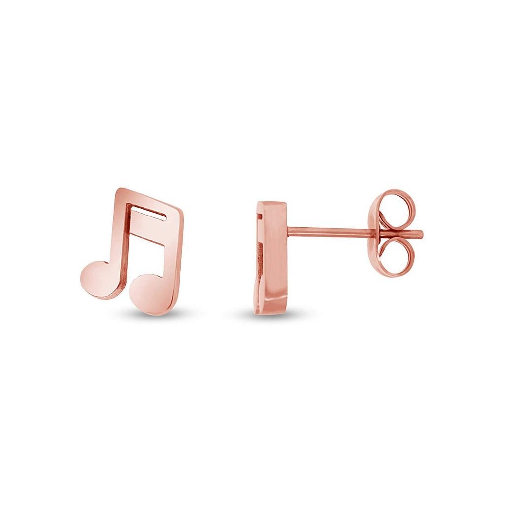 atjewels Lyrical Stud Earrings in 14K Rose Gold Over 925 Sterling Silver For Women's MOTHER'S DAY SPECIAL OFFER - atjewels.in