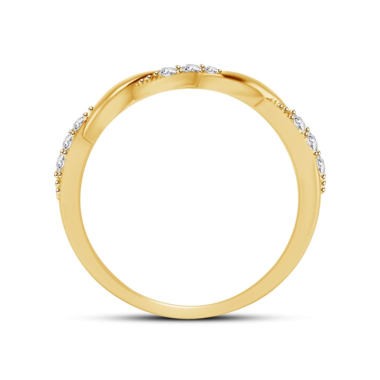 at Jewels Round Cut Cubic Zirconia in 14k Yellow Gold Over 925 Silver Sterling Infinity Engagement Ring - atjewels.in