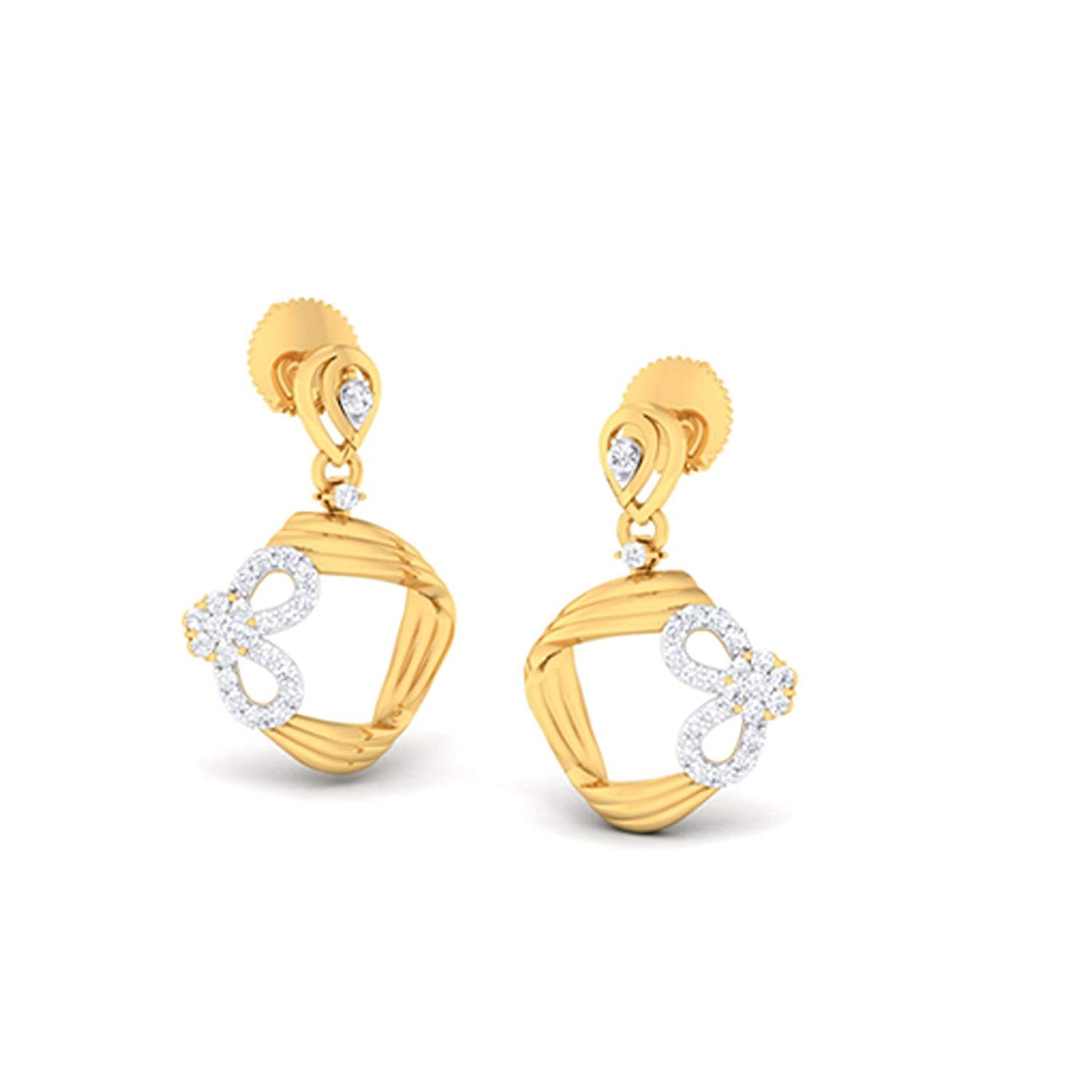 atjewels 14K Yellow and White Prong Gold Over 925 Sterling Silver Round White CZ Flower Pendant MOTHER'S DAY SPECIAL OFFER - atjewels.in