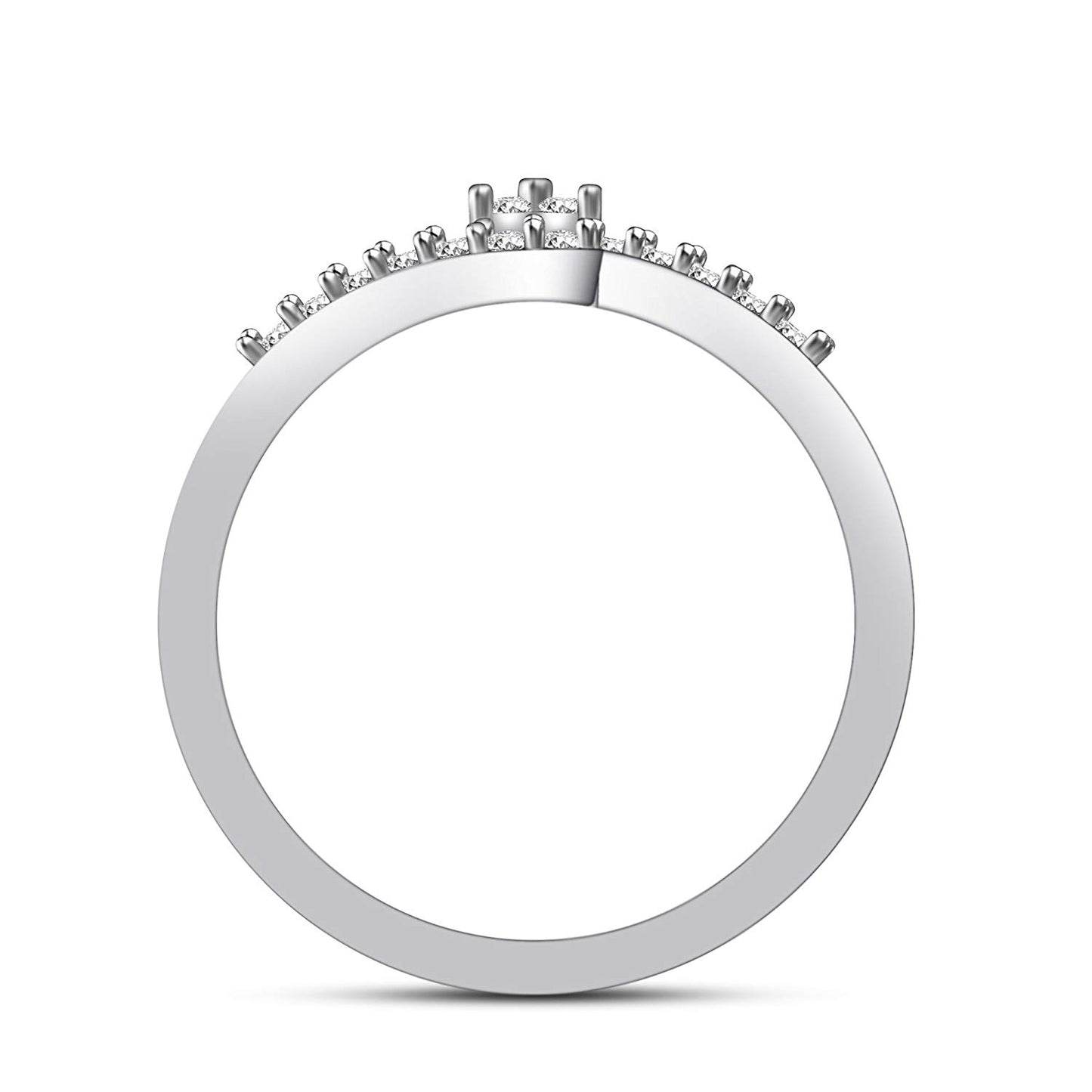 atjewels 0.38 CT 14K White Gold Over .925 Sterling Silver White Cubic Zirconia Bypass Ring MOTHER'S DAY SPECIAL OFFER - atjewels.in