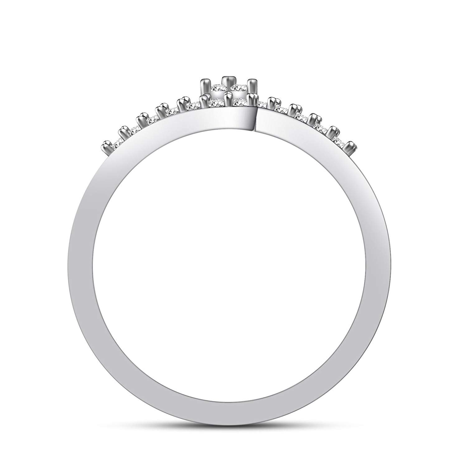 atjewels 0.38 CT 14K White Gold Over .925 Sterling Silver White Cubic Zirconia Bypass Ring MOTHER'S DAY SPECIAL OFFER - atjewels.in