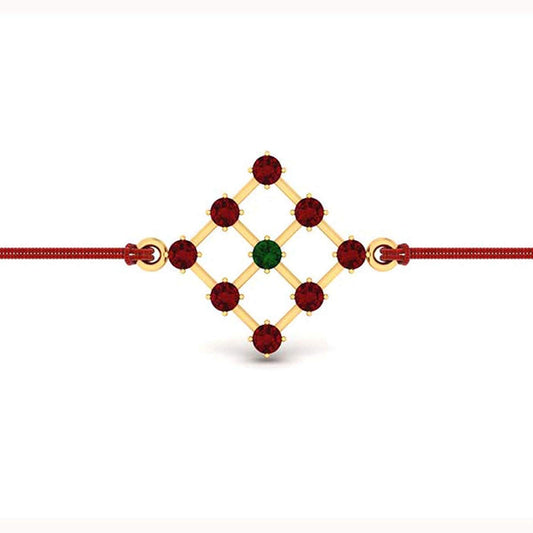 atjewels 14K Yellow Gold Over .925 Sterling Silver Round Cut Green Emerald & Red Garnet Rakhi MOTHER'S DAY SPECIAL OFFER - atjewels.in