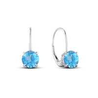 atjewels 14K White Gold Over 925 Sterling Silver Aquamarine Lever Back Dangle Earrings For Women/Girls MOTHER'S DAY SPECIAL OFFER - atjewels.in