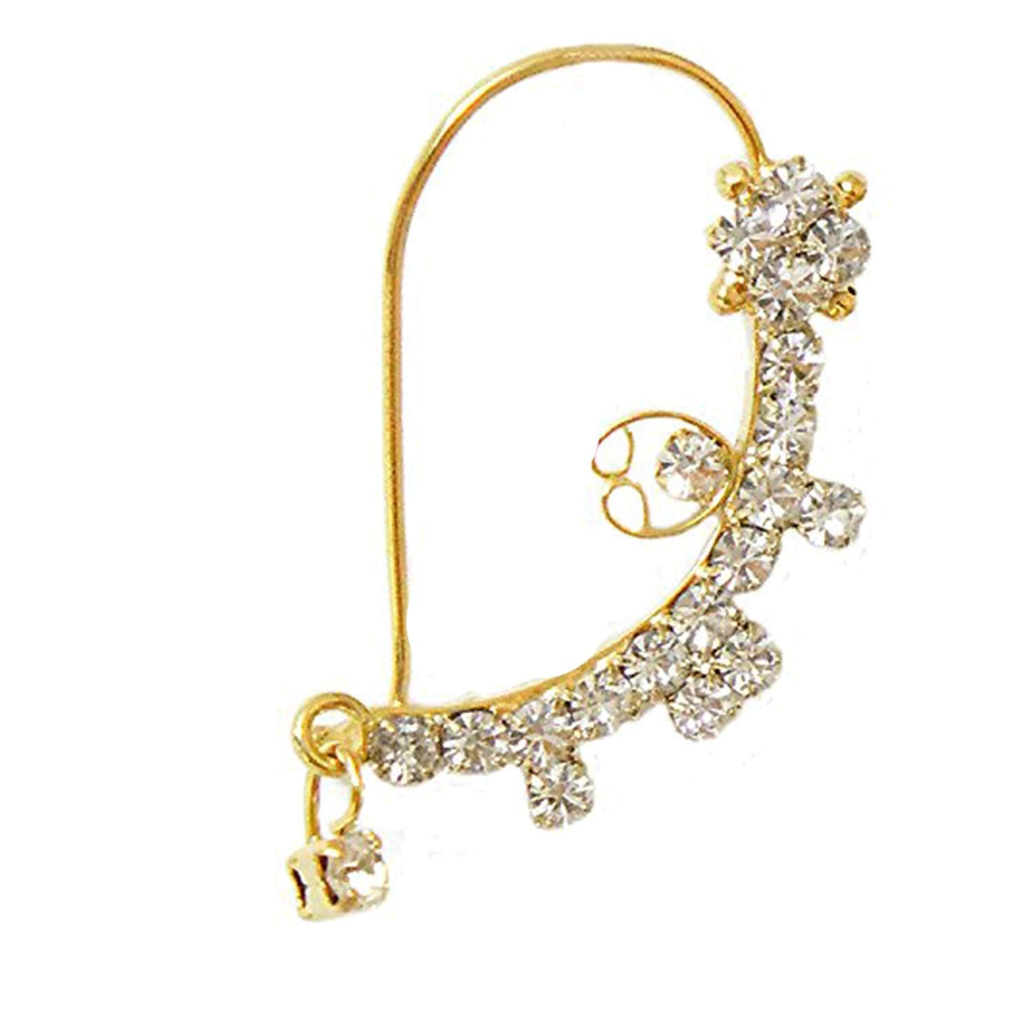 atjewels Women's Attractive .925 Sterling Silver With Round Cut White Cubic Zrconia Maharashtrian Nath MOTHER'S DAY SPECIAL OFFER - atjewels.in