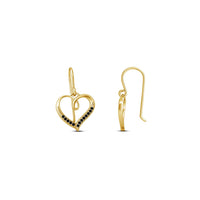 atjewels 14K Yellow Gold Plated on 925 Silver Round Black Zirconia Heart Hook Earrings MOTHER'S DAY SPECIAL OFFER - atjewels.in