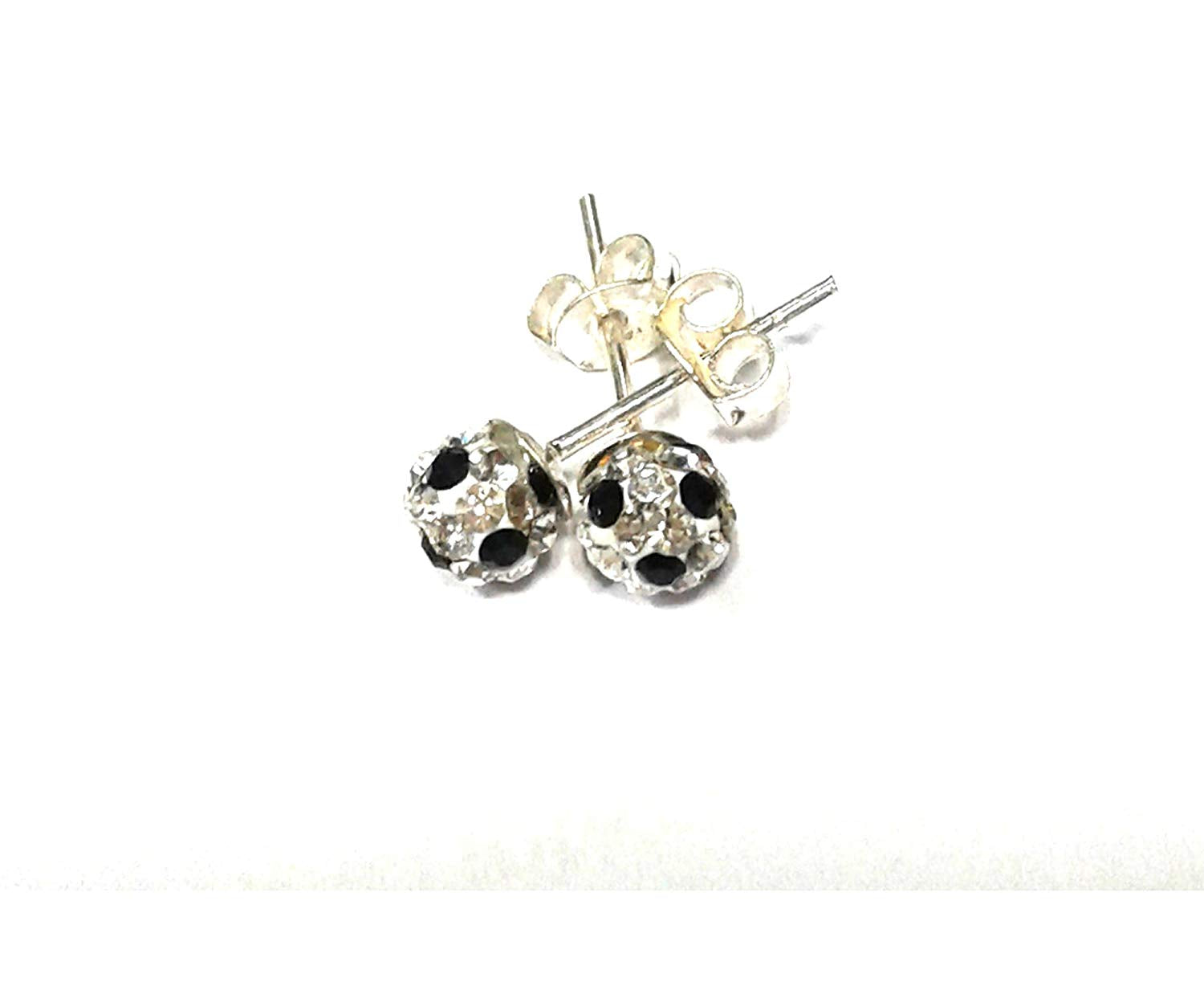 atjewels Round Cut Crystal Sterling Silver Pave Ball Stud Earrings, Crystal Fireball Disco Ball Earrings 1 Pair For Girl's and Women's Fancy Party Wear Earrings - atjewels.in