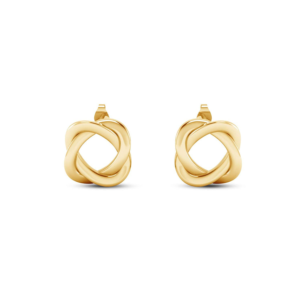 atjewels Love Knot Stud Earrings in 18k Yellow Gold Plated on 925 Sterling Silver MOTHER'S DAY SPECIAL OFFER - atjewels.in